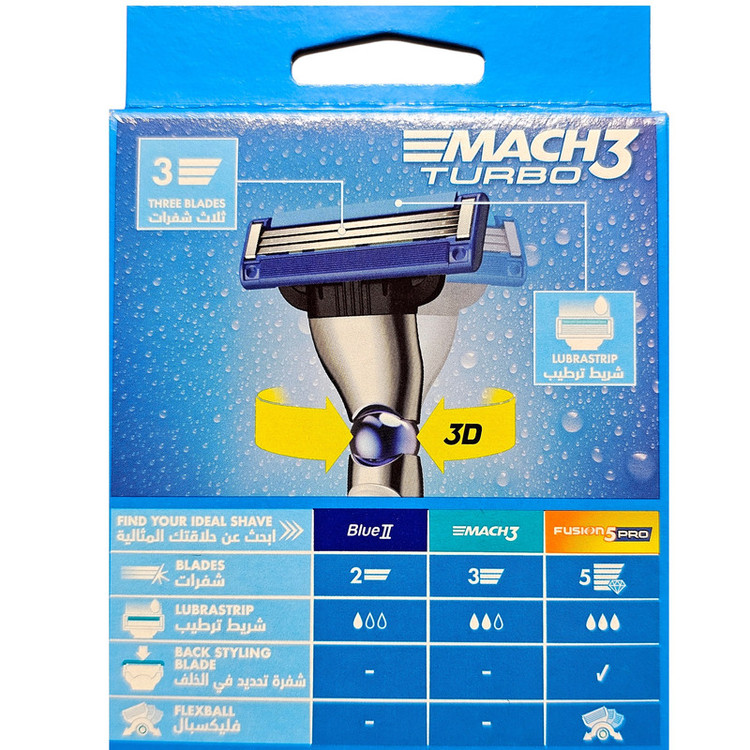 خود تراش ژیلت مدل Mach3 Turbo 3D به همراه تیغ یدک