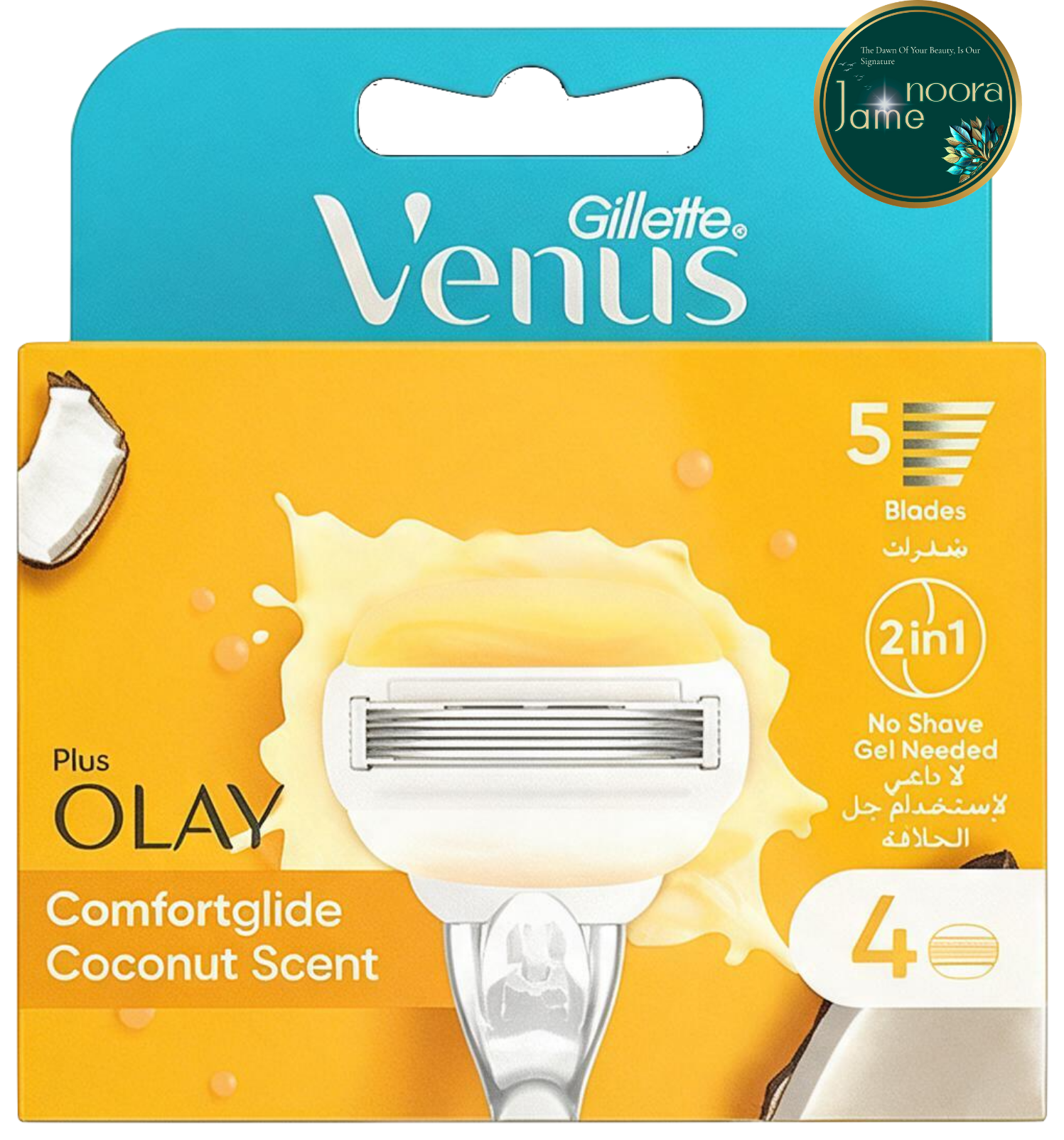 تیغ یدک ژیلِت مدل ونوس اولای کوکونات سنت  Gillette VENUS OLAY Coconut Scent بسته 4 عددی